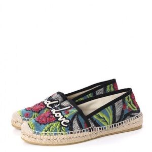Gucci Canvas Floral Embroidered Blind For Love Espadrilles Flats Size 37.5/7.5